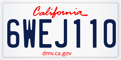 CA license plate 6WEJ110
