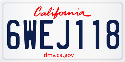 CA license plate 6WEJ118