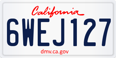 CA license plate 6WEJ127