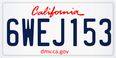 CA license plate 6WEJ153