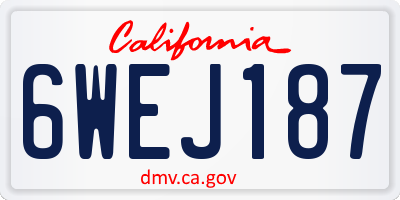 CA license plate 6WEJ187