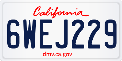 CA license plate 6WEJ229