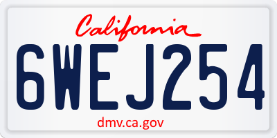 CA license plate 6WEJ254