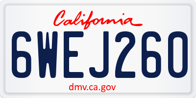 CA license plate 6WEJ260