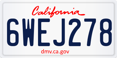 CA license plate 6WEJ278