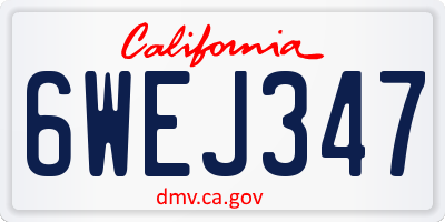 CA license plate 6WEJ347
