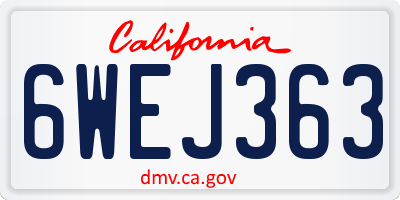 CA license plate 6WEJ363