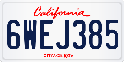 CA license plate 6WEJ385