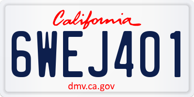 CA license plate 6WEJ401