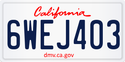 CA license plate 6WEJ403