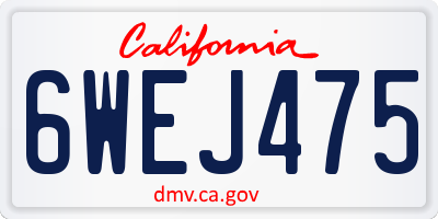 CA license plate 6WEJ475
