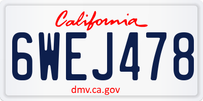 CA license plate 6WEJ478