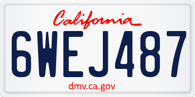 CA license plate 6WEJ487