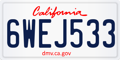 CA license plate 6WEJ533