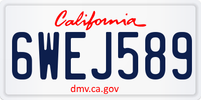CA license plate 6WEJ589