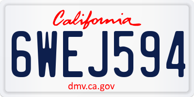 CA license plate 6WEJ594