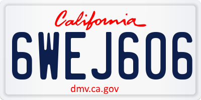 CA license plate 6WEJ606