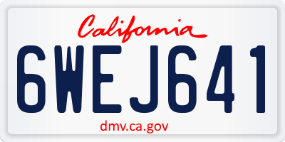 CA license plate 6WEJ641
