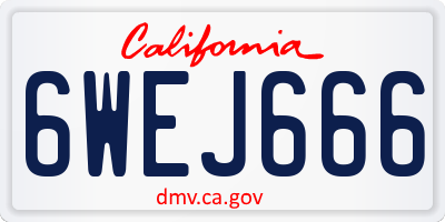 CA license plate 6WEJ666