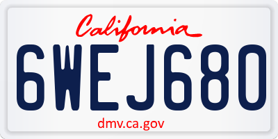 CA license plate 6WEJ680