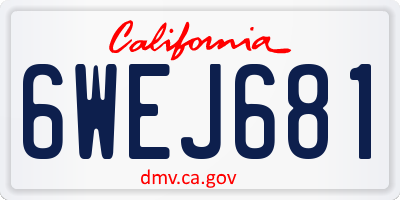 CA license plate 6WEJ681