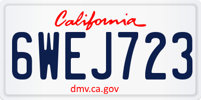 CA license plate 6WEJ723