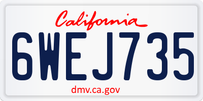CA license plate 6WEJ735