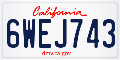 CA license plate 6WEJ743