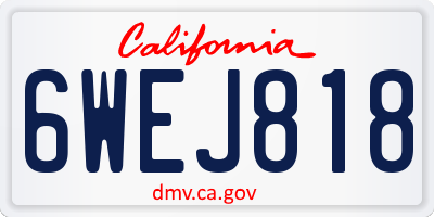 CA license plate 6WEJ818