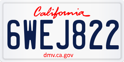 CA license plate 6WEJ822