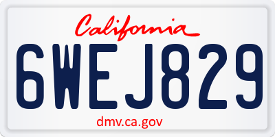 CA license plate 6WEJ829