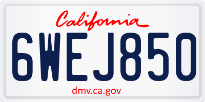 CA license plate 6WEJ850