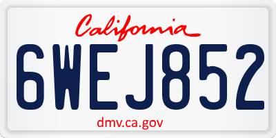 CA license plate 6WEJ852