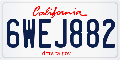 CA license plate 6WEJ882