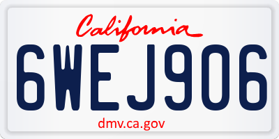 CA license plate 6WEJ906