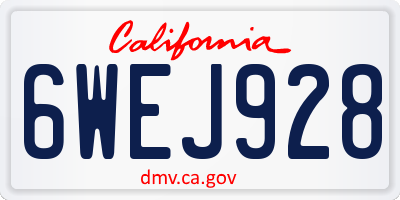 CA license plate 6WEJ928