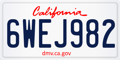 CA license plate 6WEJ982