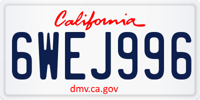 CA license plate 6WEJ996