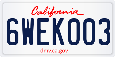 CA license plate 6WEK003