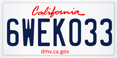 CA license plate 6WEK033