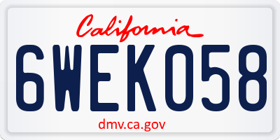 CA license plate 6WEK058