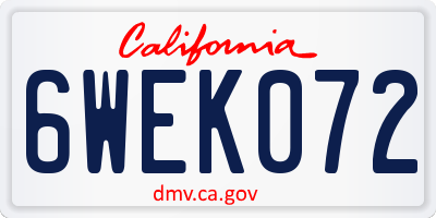 CA license plate 6WEK072