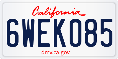 CA license plate 6WEK085