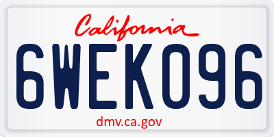 CA license plate 6WEK096