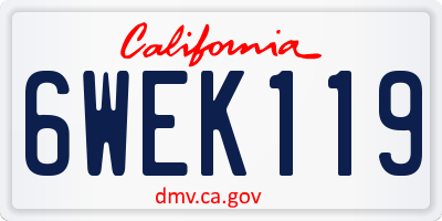 CA license plate 6WEK119