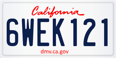 CA license plate 6WEK121