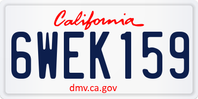 CA license plate 6WEK159