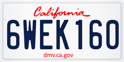 CA license plate 6WEK160