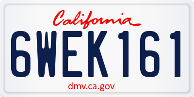 CA license plate 6WEK161