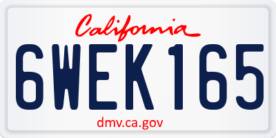 CA license plate 6WEK165